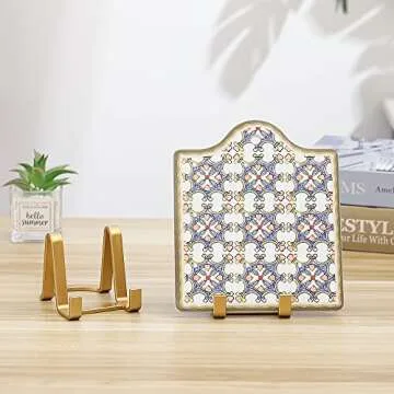 Plate Stands for Display - Plastic Easel Stand Plate Holder Display Stand Picture Frame Stand for Pictures | Photo|Decorative Plate |Dish | Tabletop Art - 3 inch-Golden