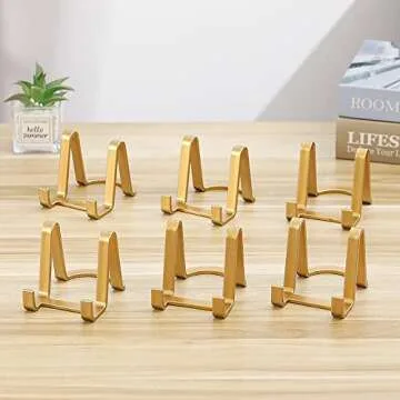 Plate Stands for Display - Plastic Easel Stand Plate Holder Display Stand Picture Frame Stand for Pictures | Photo|Decorative Plate |Dish | Tabletop Art - 3 inch-Golden