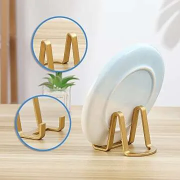 Plate Stands for Display - Plastic Easel Stand Plate Holder Display Stand Picture Frame Stand for Pictures | Photo|Decorative Plate |Dish | Tabletop Art - 3 inch-Golden