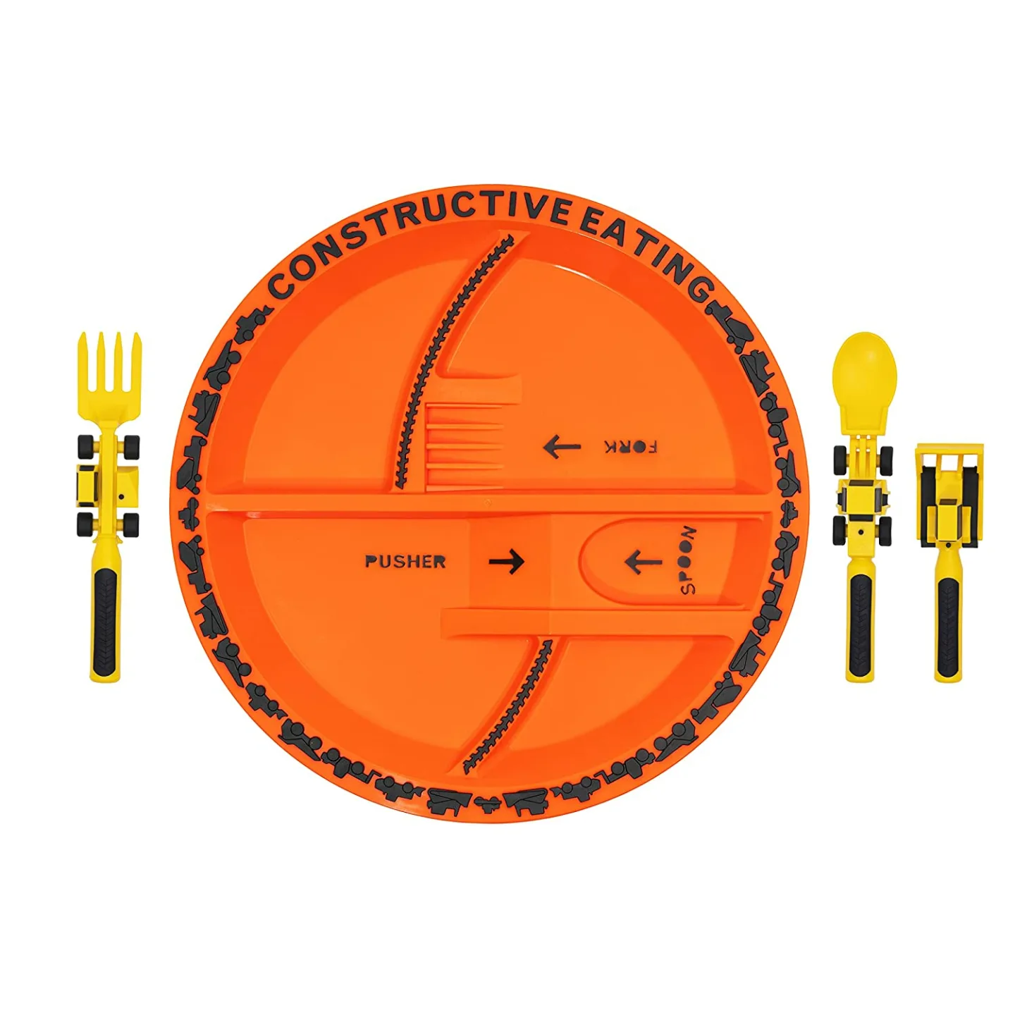 Kids Construction Combo Set - Safe Utensils & Plate