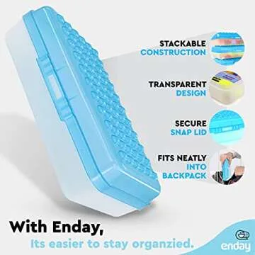 Enday Blue Pencil Box – Durable Organizer for School Supplies
