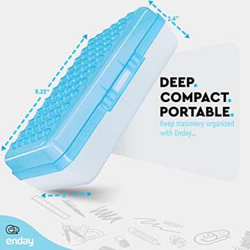 Enday Blue Pencil Box – Durable Organizer for School Supplies