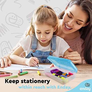 Enday Blue Pencil Box – Durable Organizer for School Supplies