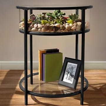 D'Eco Round Terrarium End Table - Perfect for Plant Lovers