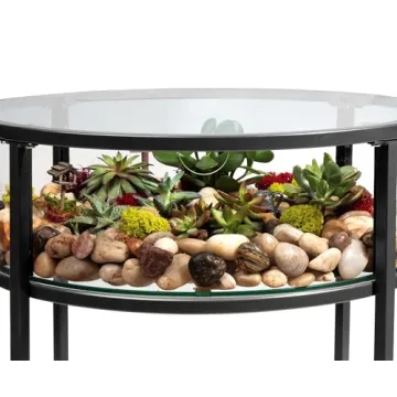 D'Eco Round Terrarium End Table - Perfect for Plant Lovers