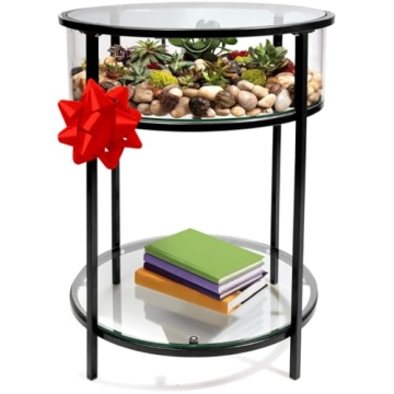 D'Eco Round Terrarium End Table - Perfect for Plant Lovers