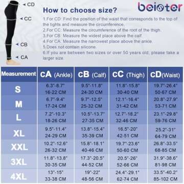 Beister Medical Compression Pantyhose for Women & Men, 20-30mmHg Graduated Support Tights, Opaque Fo...