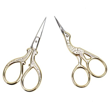 AQUEENLY Embroidery Scissors Set - Elegant Gold Stainless Steel for Sewing & Crafting - 2 Pcs (3.6 I...