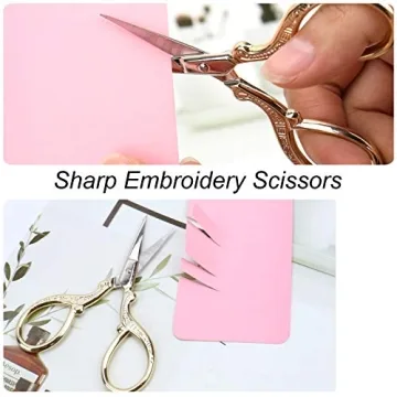 AQUEENLY Gold Embroidery Scissors Set for Crafts