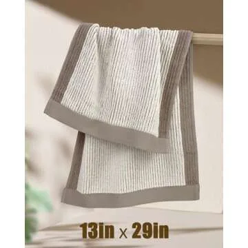 Cleanbear Hand Towels Set of 4 - Decorative Jacquard Weaved Cotton Towels (28 x 13.7 Inches, Light-B...