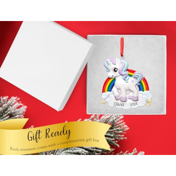 Personalized Unicorn Christmas Ornament for Kids 2024