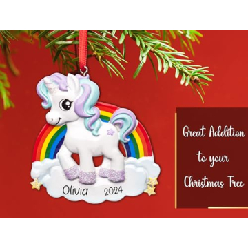 Personalized Unicorn Christmas Ornament for Kids 2024