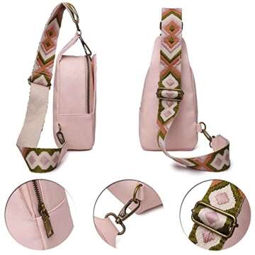 Baolab Women Chest Bag Sling Bag Small Crossbody PU Leather Satchel Daypack for Lady Shopping Travel Fashion Shoulder Strap (Grey)