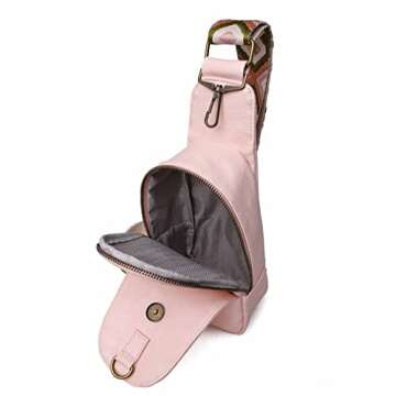 Baolab Women Chest Bag Sling Bag Small Crossbody PU Leather Satchel Daypack for Lady Shopping Travel Fashion Shoulder Strap (Grey)