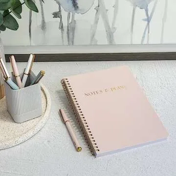 Pastel Sticky Notes Set of 528 with Tabs and Beautiful Daily Planner and Notebook with Hourly Schedule Bundle - Cute School Accessories, College, Students, Teachers or Office Desk Supplies for Women