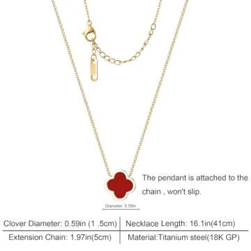 BEAIG Four Leaf Clover Necklace - 18K Gold Plated Gift