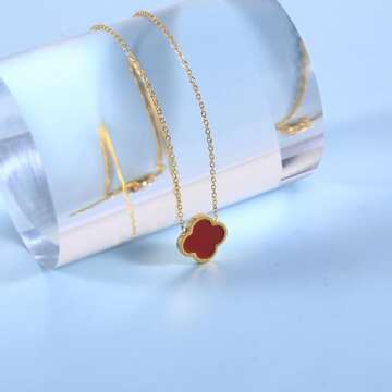 BEAIG Four Leaf Clover Necklace - 18K Gold Plated Gift