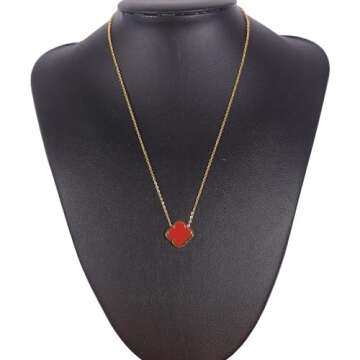 BEAIG Four Leaf Clover Necklace - 18K Gold Plated Gift