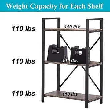 Stylish BON AUGURE 3 Tier Dark Gray Oak Bookshelf