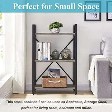 Stylish BON AUGURE 3 Tier Dark Gray Oak Bookshelf