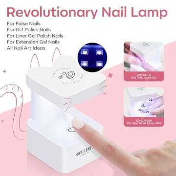 modelones Gel Nail Kit, 500Pcs Soft Gel Nail Tips Medium Almond Shape, Nail Glue Nail Prep Dehydrate & Portable Led Lamp Nail Clipper, Easy Nail Extension Set for Easter Nail Art