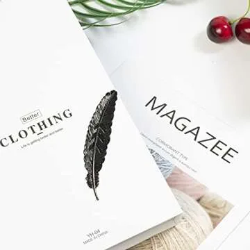 Meeall 6pcs Different Color Vintage Feather Metal Bookmarks