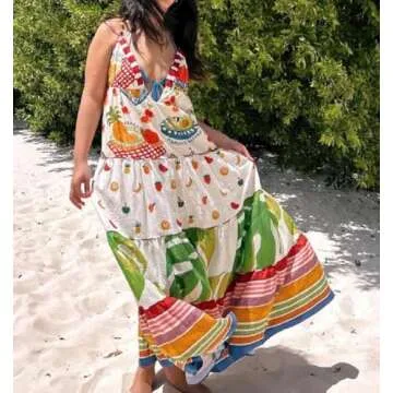 Women Maxi Cami Dress Boho Floral Long Summer Dress
