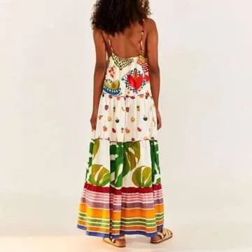 Women Maxi Cami Dress Boho Floral Long Summer Dress