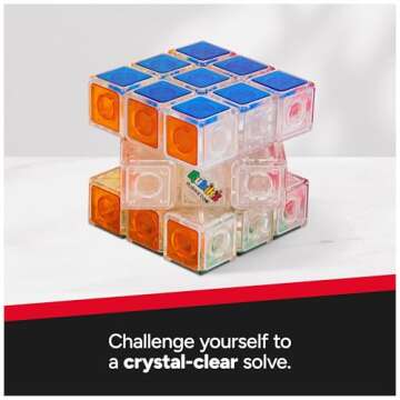 Rubik’s Cube, Crystal Cube, Transparent 3x3 Cube Color-Matching Puzzle Game, Twisting Fidget Toy, ...
