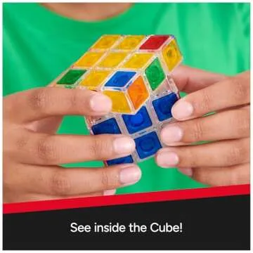 Rubik’s Cube, Crystal Cube, Transparent 3x3 Cube Color-Matching Puzzle Game, Twisting Fidget Toy, Challenging Brain Teaser & Sensory Puzzle for Adults, Teens, & Kids, for Ages 8 & Up