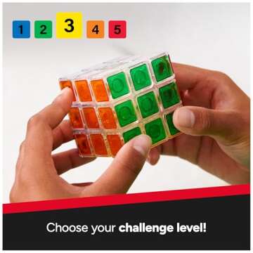 Rubik’s Cube, Crystal Cube, Transparent 3x3 Cube Color-Matching Puzzle Game, Twisting Fidget Toy, Challenging Brain Teaser & Sensory Puzzle for Adults, Teens, & Kids, for Ages 8 & Up