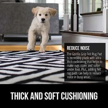 GORILLA GRIP Felt and Natural Rubber Stay in Place Slip Resistant Rug Pad, 1/8” Thick, 5x7 FT Protective Padding for Under Area Rugs, Cushioned Gripper Pads, Carpet Runners, Hardwood Floors Protection