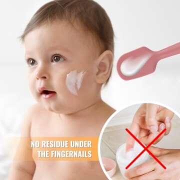 Diaper Cream Applicator Set - Powder Soft Silicone Butt Brush, Spatula with Suction Base - Newborn Baby Essentials (Set of 3, Color pack 2)