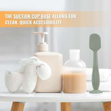 Diaper Cream Applicator Set - Powder Soft Silicone Butt Brush, Spatula with Suction Base - Newborn Baby Essentials (Set of 3, Color pack 2)