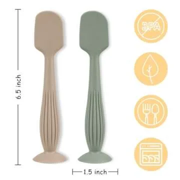 Diaper Cream Applicator Set - Powder Soft Silicone Butt Brush, Spatula with Suction Base - Newborn Baby Essentials (Set of 3, Color pack 2)