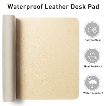 Aothia Leather Desk Pad Protector, Mouse Pad, Office Desk Mat, Non-Slip PU Leather Desk Blotter, Laptop Desk Pad, Waterproof Desk Writing Pad for Office and Home (31.5" x 15.7",Soft Yellow)