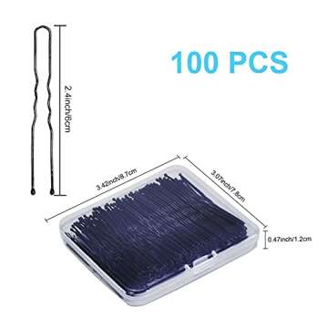 U Shaped Hair Pins, Sevensun 100PCS Ladies Hair Bun HairPin, With Storage Box, (2.4Inches), (Black)