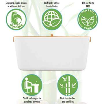 Eco Friendly Home Organizer - Accentuate Your Home with Sustainable and Natural Decor | Perfect for Makeup, Brushes and Bathroom Accessories | Made Entirely of Bamboo and Corn Fiber