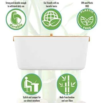 Eco Friendly Home Organizer - Accentuate Your Home with Sustainable and Natural Decor | Perfect for Makeup, Brushes and Bathroom Accessories | Made Entirely of Bamboo and Corn Fiber