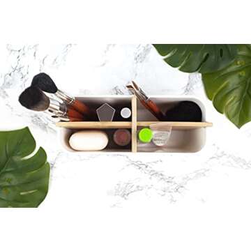 Eco Friendly Home Organizer - Accentuate Your Home with Sustainable and Natural Decor | Perfect for Makeup, Brushes and Bathroom Accessories | Made Entirely of Bamboo and Corn Fiber