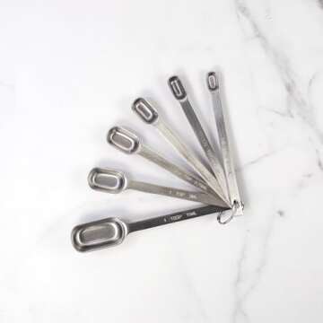 Mrs. Anderson’s Baking Spice Jar Measuring Spoons, Heavyweight 18/8 Stainless Steel, Set of 6 Narrow Measuring Spoons
