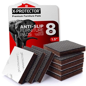 X-PROTECTOR Non Slip Furniture Pads - 8 Pcs Rubber Feet for Stability