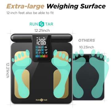 RunSTAR Scale for Body Weight and Fat Percentage, 8 Electrodes High Precision Digital Scale for BMI 20 Body Composition Measurement, Bathroom Smart Scales with Large Color Display FSA or HSA Eligible