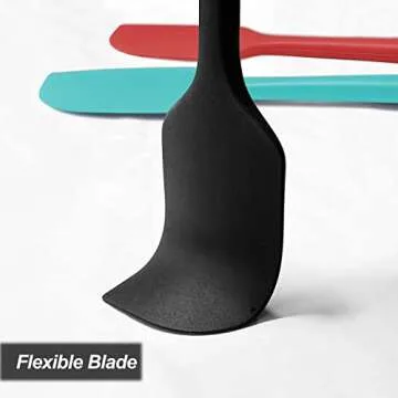 Silicone Spatula for Kitchen, 600°F Heat resistant Spatulas for Baking, Cooking, Scraping,and Mixing, Non Stick Kitchen Utensils, BPA Free, 11.2 IN, 3 Pack, Black