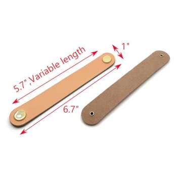 Susenya Drawer Pulls Wardrobe Cabinet Knobs, Cabinet Pulls,Leather Closet Door Pull Handles,5.7" Mounting Hole Distance,Beige,Set of 8