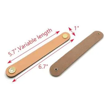 Susenya Drawer Pulls Wardrobe Cabinet Knobs, Cabinet Pulls,Leather Closet Door Pull Handles,5.7" Mounting Hole Distance,Beige,Set of 8