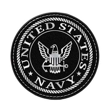 US Navy Leather Coaster Set - 4 Premium Coasters with Hot Stamped Foil Logo - Navy Gifts for Sailors | Disabled Vet Owned Business