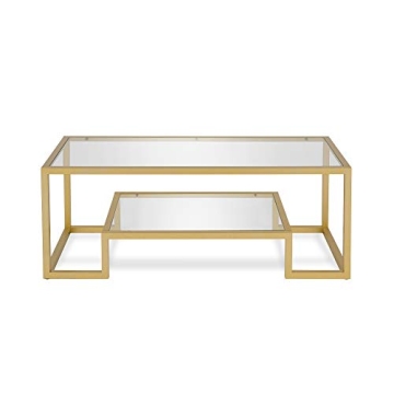 Stylish Henn&Hart 45" Wide Brass Coffee Table for Modern Homes