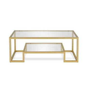 Stylish Henn&Hart 45" Wide Brass Coffee Table for Modern Homes