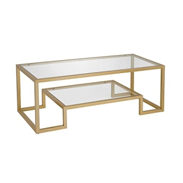 Stylish Henn&Hart 45" Wide Brass Coffee Table for Modern Homes